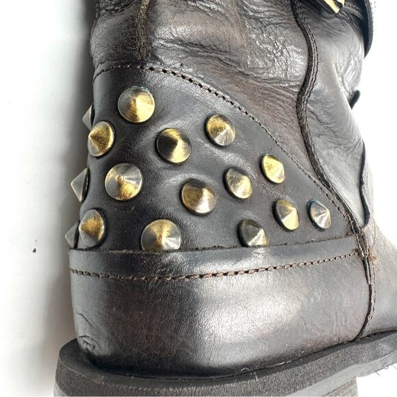 BOEMOS women’s biker Moto studded leather boots size 39 = 8 - Picture 3 of 13
